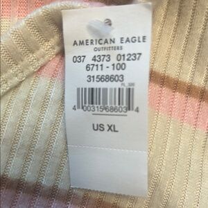 American Eagle Outfitters Pink and Cream Striped Sweater